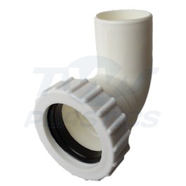 Compression Waste Pipe 32mm 90 Degree Conversion Street Bend White